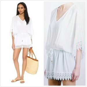 Tory Burch Treville caftan crochet trim swim coverup sz M